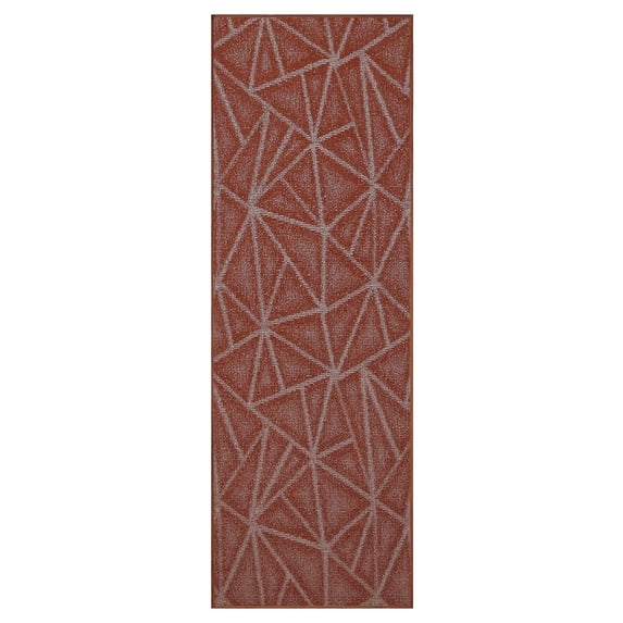 Furnish My Place Indoor Floor Rug - 3 ft. x 16 ft., Rust, Geometrical Print, Customized Area Rug for Bedrooms, Hallways, Living Rooms