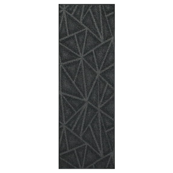 Furnish My Place Indoor Floor Rug - 3 ft. x 22 ft., Dark Gray, Geometrical Print, Customized Area Rug for Bedrooms, Hallways, Living Rooms