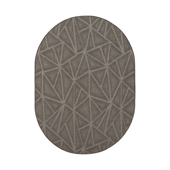 Furnish My Place Indoor Floor Rug - 3 ft. x 5 ft. Oval, Neutral, Geometrical Print, Customized Area Rug for Bedrooms, Hallways, Living Rooms