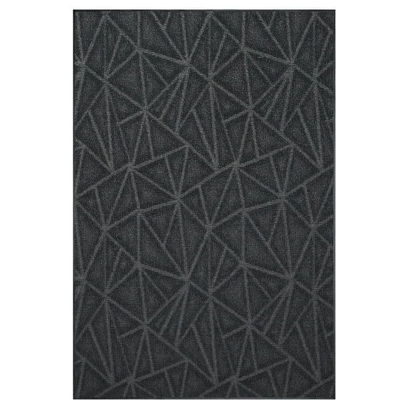 Furnish My Place Indoor Floor Rug - 3 ft. x 6 ft., Dark Gray, Geometrical Print, Customized Area Rug for Bedrooms, Hallways, Living Rooms