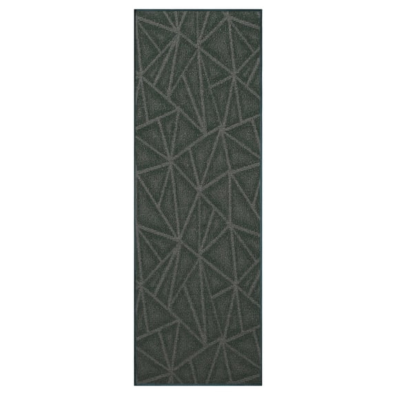 Furnish My Place Indoor Floor Rug - 4 ft. x 28 ft., Green, Geometrical Print, Customized Area Rug for Bedrooms, Hallways, Living Rooms