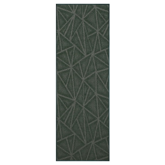 Furnish My Place Indoor Floor Rug - 4 ft. x 42 ft., Green, Geometrical Print, Customized Area Rug for Bedrooms, Hallways, Living Rooms