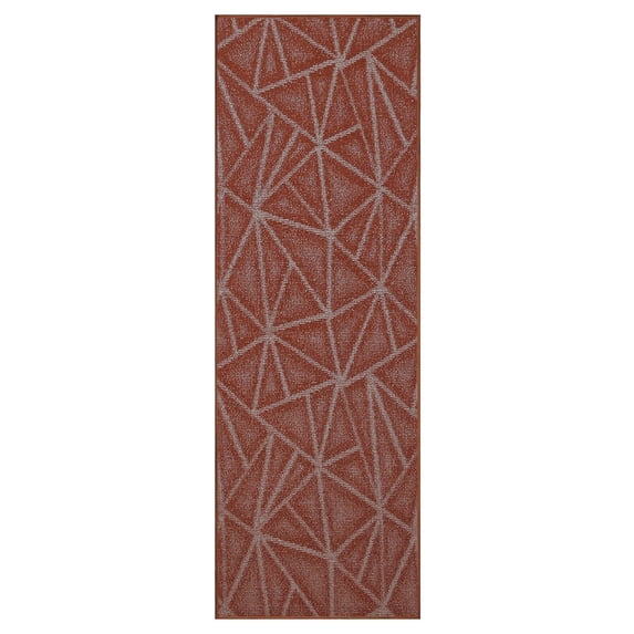 Furnish My Place Indoor Floor Rug - 4 ft. x 46 ft., Rust, Geometrical Print, Customized Area Rug for Bedrooms, Hallways, Living Rooms