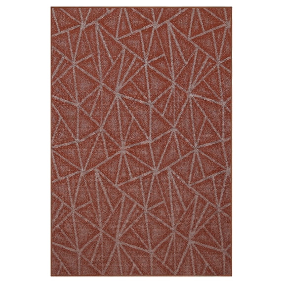 Furnish My Place Indoor Floor Rug - 4 ft. x 5 ft., Rust, Geometrical Print, Customized Area Rug for Bedrooms, Hallways, Living Rooms
