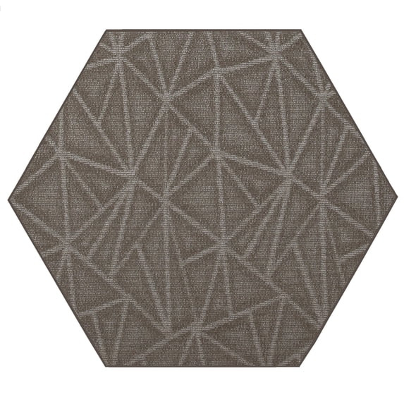 Furnish My Place Indoor Floor Rug - 5 ft. Hexagon, Neutral, Geometrical Print, Customized Area Rug for Bedrooms, Hallways, Living Rooms