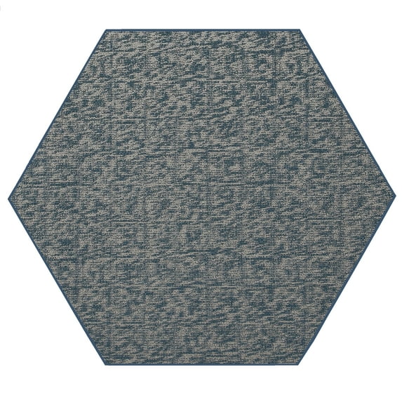 Furnish My Place Indoor Floor Rug - 6 ft. Hexagon, Blue, Distressed, Area Rug for Bedrooms, Hallways, Living Rooms