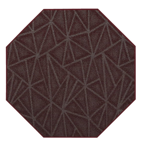 Furnish My Place Indoor Floor Rug - 6 ft. Octagon, Burgundy, Geometrical Print, Customized Area Rug for Bedrooms, Hallways, Living Rooms