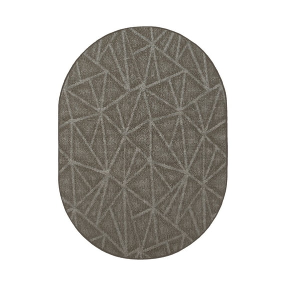 Furnish My Place Indoor Floor Rug - 6 ft. x 8 ft. Oval, Neutral, Geometrical Print, Customized Area Rug for Bedrooms, Hallways, Living Rooms
