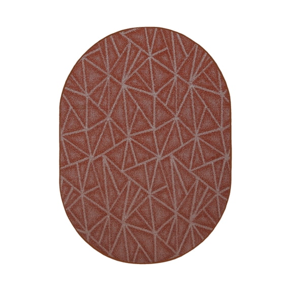 Furnish My Place Indoor Floor Rug - 6 ft. x 8 ft. Oval, Rust, Geometrical Print, Customized Area Rug for Bedrooms, Hallways, Living Rooms