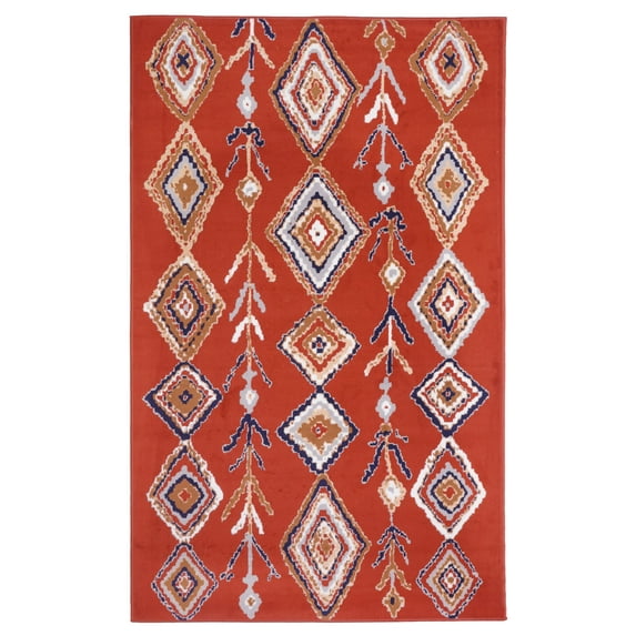 Furnish My Place Indoor Moroccan Diamond Rug with Jute Backing - 2 ft. x 4 ft., Rust, Geometric, Transitional, Area Rug for Living Room, Bedroom, Hallway