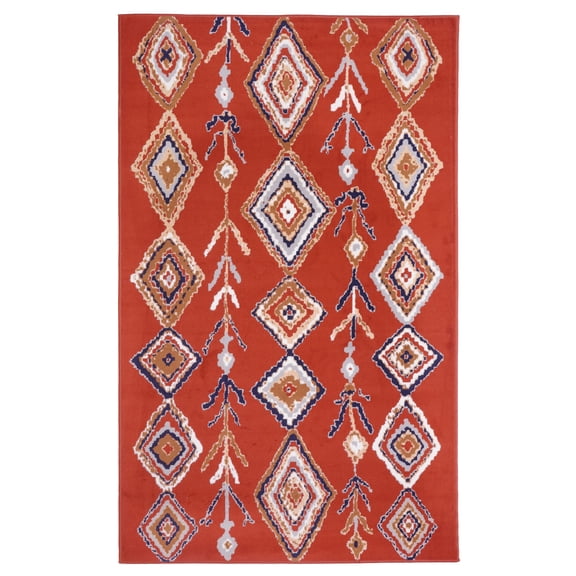 Furnish My Place Indoor Moroccan Diamond Rug with Jute Backing - 3 ft. 6 in. x 5 ft. 6 in., Rust, Geometric, Transitional, Area Rug for Living Room, Bedroom, Hallway
