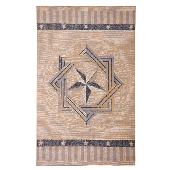 Furnish My Place Indoor Texas Star Rug with Jute Backing - 3 ft. 6 in. x 5 ft. 6 in., Multicolor, Novelty Western Décor, Area Rug for Living Room, Bedroom, Hallway