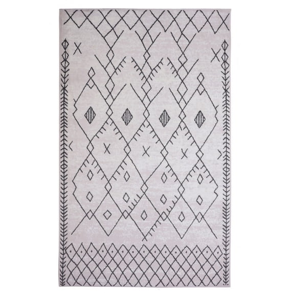 Furnish My Place Indoor Trellis Bohemian Rug with Jute Backing - 5 ft. x 8 ft., Peach, Moroccan, Area Rug for Living Room, Bedroom, Hallway