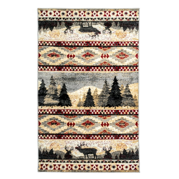 Furnish My Place Indoor Tribal Wildlife Rug with Jute Backing - 2 ft. x 4 ft., Multicolor, Floor, Area Rug for Living Room, Bedroom, Hallway