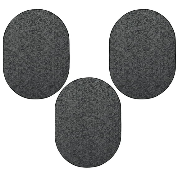 Furnish My Place Modern Indoor/Outdoor Commercial Dark Gray Rug, Modern Area Rug, Baby Nursery Mat, Pet-Friendly Carpet for Living Room, Playroom, Made in USA, 1.5' x 2.25' Oval - Set of 3