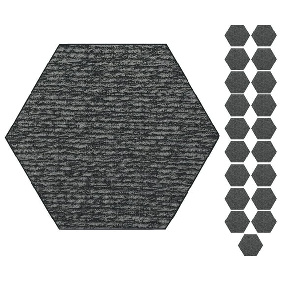 Furnish My Place Modern Indoor/Outdoor Commercial Dark Gray Rug, Modern Area Rug, Baby Nursery Mat, Pet-Friendly Carpet for Living Room, Playroom, Made in USA, 2' Hexagon - Set of 20