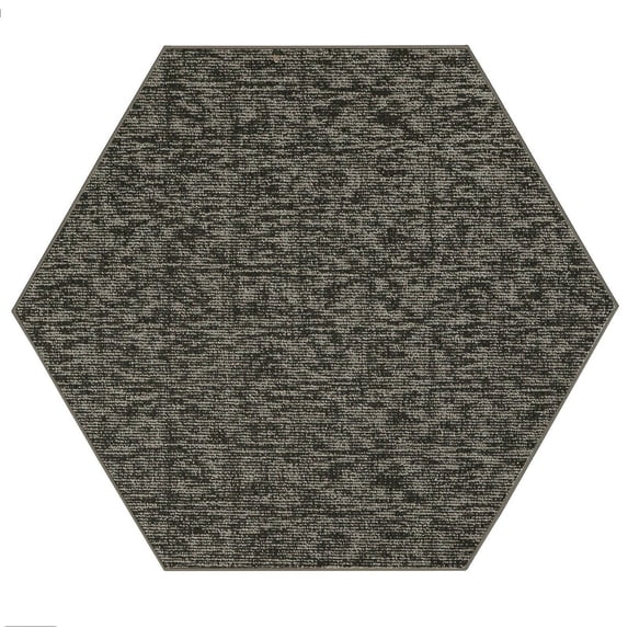 Furnishmyplace Modern Indoor/Outdoor Commercial Rug - Black, Elemental Area Rugs 4' Hexagon