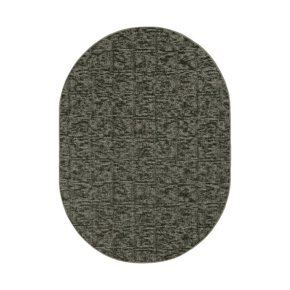 Furnishmyplace Modern Indoor/Outdoor Commercial Rug - Black, Elemental Area Rugs 5' x 8' Oval