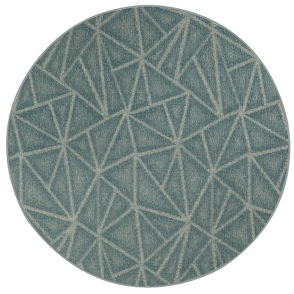 Furnish My Place Modern Indoor/Outdoor Commercial Solid Color Rug - Blue, 5' Round, Pet and Kids Friendly Rug. Made in USA, Area Rugs Great for Kids, Pets, Event, Wedding