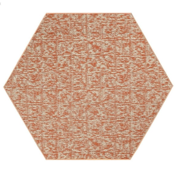 Furnish My Place Modern Indoor/Outdoor Commercial Solid Color Rug - Rust, 9' Hexagon, Pet and Kids Friendly Rug. Made in USA, Area Rugs Great for Kids, Pets, Event, Wedding