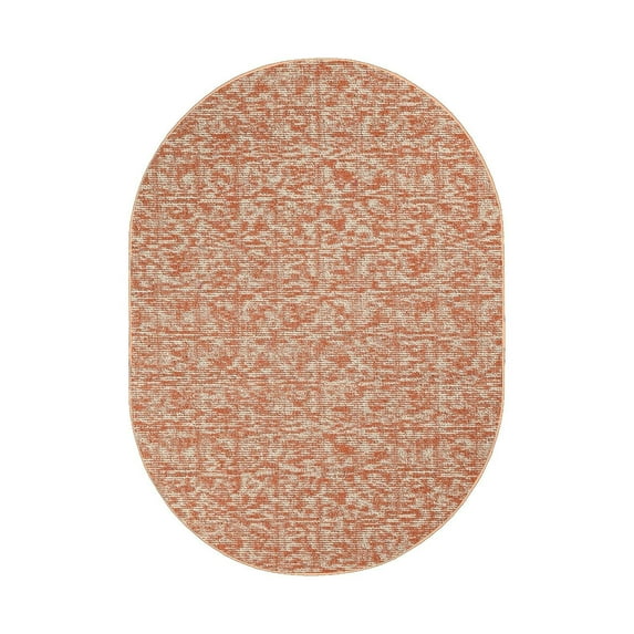 Furnish My Place Modern Indoor/Outdoor Commercial Solid Color Rug - Rust, 9' x 12' Oval, Pet and Kids Friendly Rug. Made in USA, Area Rugs Great for Kids, Pets, Event, Wedding
