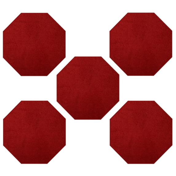 Furnishmyplace Furnish my Place Plush Solid Red Color Rug Set of Area Rugs Set of 5 - 3' Octagon