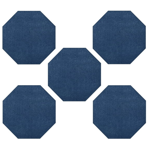Furnishmyplace Furnish my Place Plush Solid Royal Blue Color Rug Set of Area Rugs Set of 5 - 2' Octagon