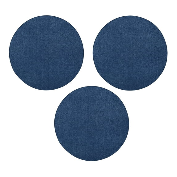 Furnishmyplace Furnish my Place Plush Solid Royal Blue Color Rug Set of Area Rugs Set of 3 - 2' Round