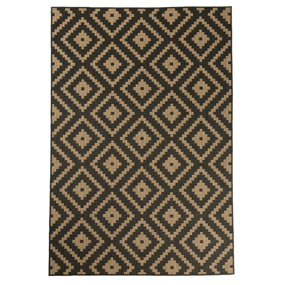Furnish My Place Outdoor Collection Accent Diamond Rug - 2 ft. x 3 ft. Charcoal, Moroccan Water Proof Rug for Bedrooms, Gardens, Patio