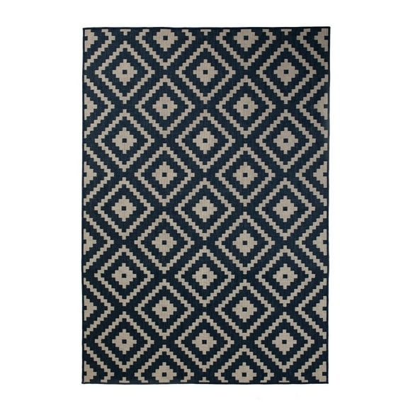 Furnish My Place Outdoor Collection Accent Diamond Rug - 2 ft. x 3 ft. Midnight Blue, Moroccan Water Proof Rug for Bedrooms, Gardens, Patio