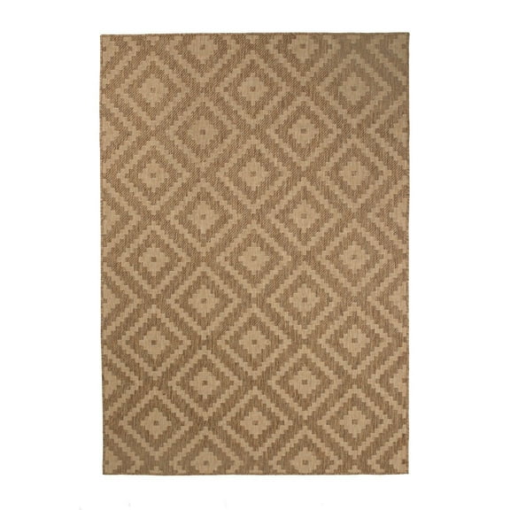Furnish My Place Outdoor Collection Accent Diamond Rug - 2 ft. x 3 ft. Neutral, Moroccan Water Proof Rug for Bedrooms, Gardens, Patio