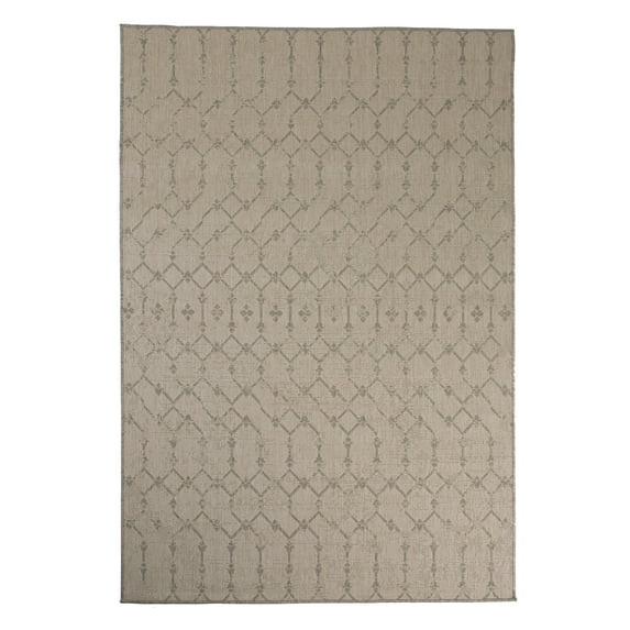 Furnish My Place Outdoor Collection Geometric Area Rug - 5 ft. 3 in. x 7 ft. 6 in. Neutral, Bohemian Rug for Living Room, Garden, Water Proof Carpet