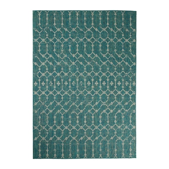 Furnish My Place Outdoor Collection Geometric Area Rug - 5 ft. 3 in. x 7 ft. 6 in. Ocean, Bohemian Rug for Living Room, Garden, Water Proof Carpet
