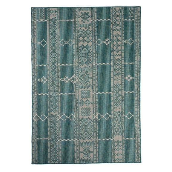 Furnish My Place Outdoor Collection Geometric Pattern Rug - 2 ft. x 3 ft. Ocean, Bohemian Water Proof Carpet for Living Room, Garden, Patio