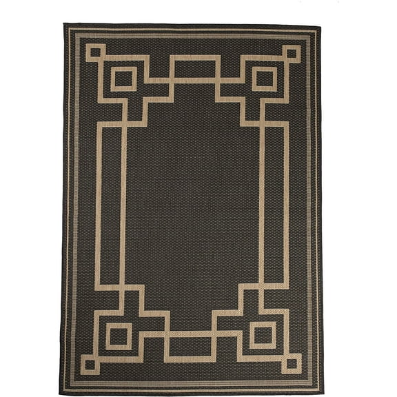 Furnish My Place Outdoor Collection Oriental Area Rug - 2 ft. x 3 ft. Charcoal, Transitional Style Water Proof Rug Study Room, Patio