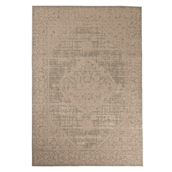 Furnish My Place Outdoor Collection Persian Accent Rug - 5 ft. 3 in. x 7 ft. 6 in. Dove, Transitional Water Proof Rug for Hallways, Patio