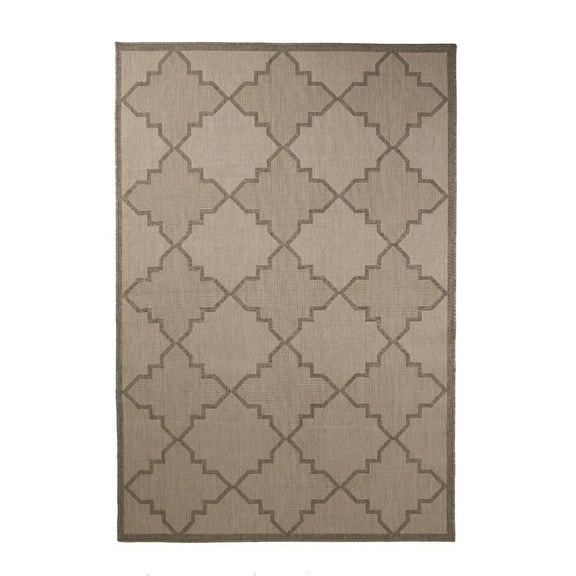 Furnish My Place Outdoor Collection Trellis Diamond Rug - 2 ft. x 3 ft. Dove, Geometric Rug with Water Proof Surface for Living Room, Garden, Patio