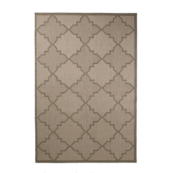 Furnish My Place Outdoor Collection Trellis Diamond Rug - 2 ft. x 3 ft. Dove, Geometric Rug with Water Proof Surface for Living Room, Garden, Patio