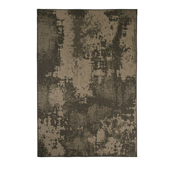 Furnish My Place Outdoor Collection Vintage Faded Rug - 2 ft. x 3 ft. Charcoal, Bohemian, Water Proof Rug for Patio, Garden, Bedroom