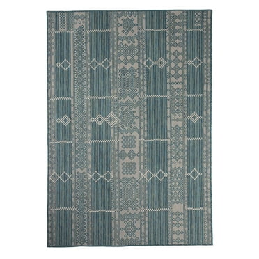 Furnish My Place Outdoor Geometric Pattern Rug - 2 ft. x 3 ft., Ocean