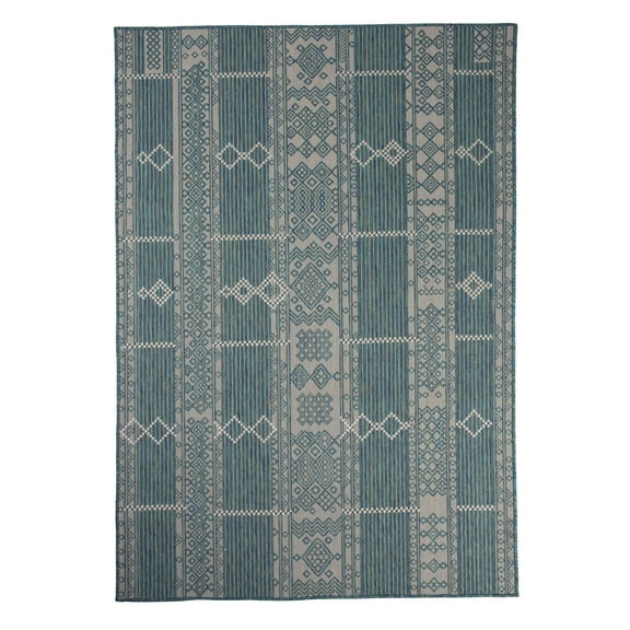 Furnish My Place Outdoor Geometric Pattern Rug - 2 ft. x 3 ft., Ocean