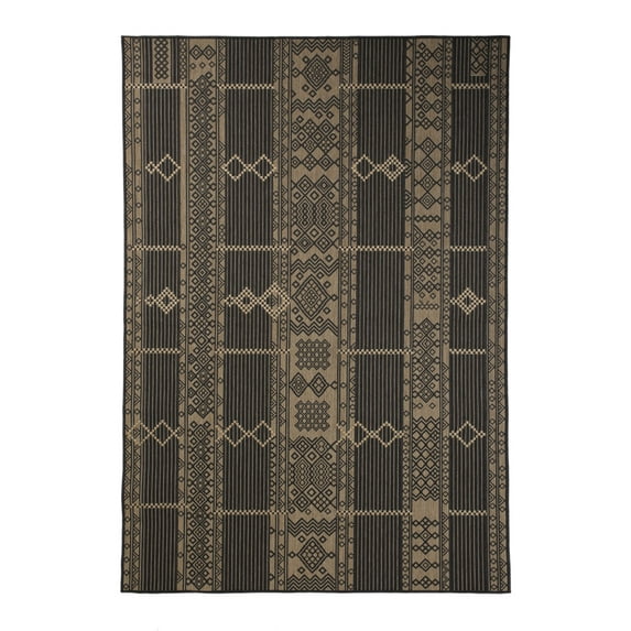 Furnish My Place Outdoor Geometric Pattern Rug - 5 ft. 3 in. x 7 ft. 6 in., Charcoal