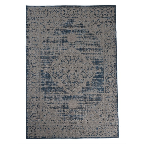 Furnish My Place Outdoor Persian Accent Rug - 5 ft. 3 in. x 7 ft. 6 in., Midnight Blue