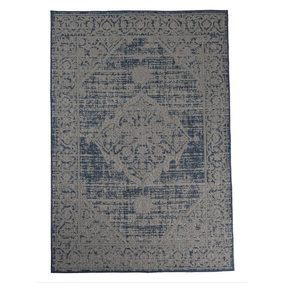 Furnish My Place Outdoor Persian Accent Rug - 5 ft. 3 in. x 7 ft. 6 in., Navy