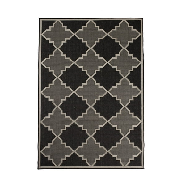 Furnish My Place Outdoor Trellis Diamond Rug - 2 ft. x 3 ft., Black