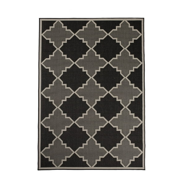 Furnish My Place Outdoor Trellis Diamond Rug - 2 ft. x 3 ft., Black