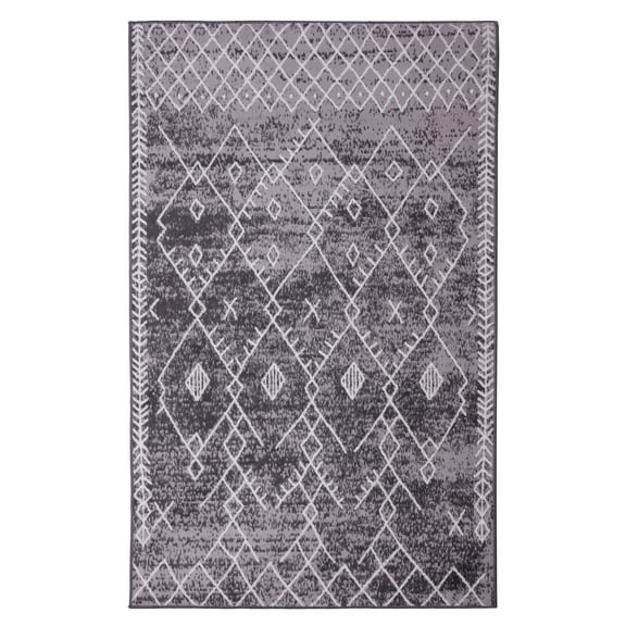 Furnish My Place Trellis Pattern Rug - 2 ft. x 4 ft., Light Grey, Premium Rectangular Rug with Transitional Design