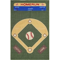Furnish My Place 710 Baseball 3'3"x5' Play Area Rug for Kids Playroom, Bathroom & Kindergarten Classroom, Baseball Ground Rectangle, Anti Skid Rubber Backing, indoor, Green,