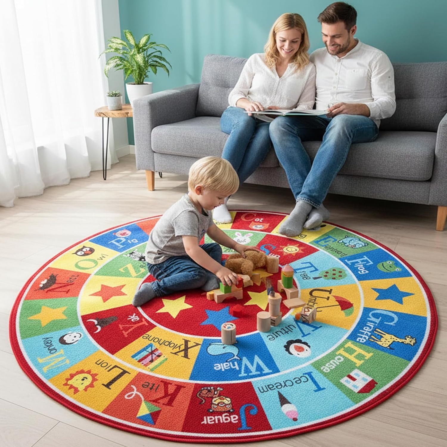 Furnish my Place 745 ABC with Animal ABC Area Rug for Kids ...