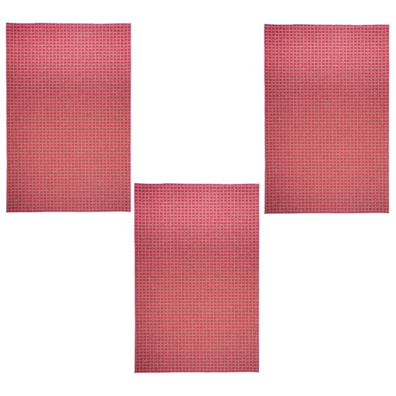 Furnish My Place Corner Indoor/Outdoor Commercial Red Color Rug, Corner Area Rug, Home Decor Mat, Pet-Friendly Carpet for Living Room, Bedroom, Made in USA, 1.5' x 2.25' Rectangle - Set of 3